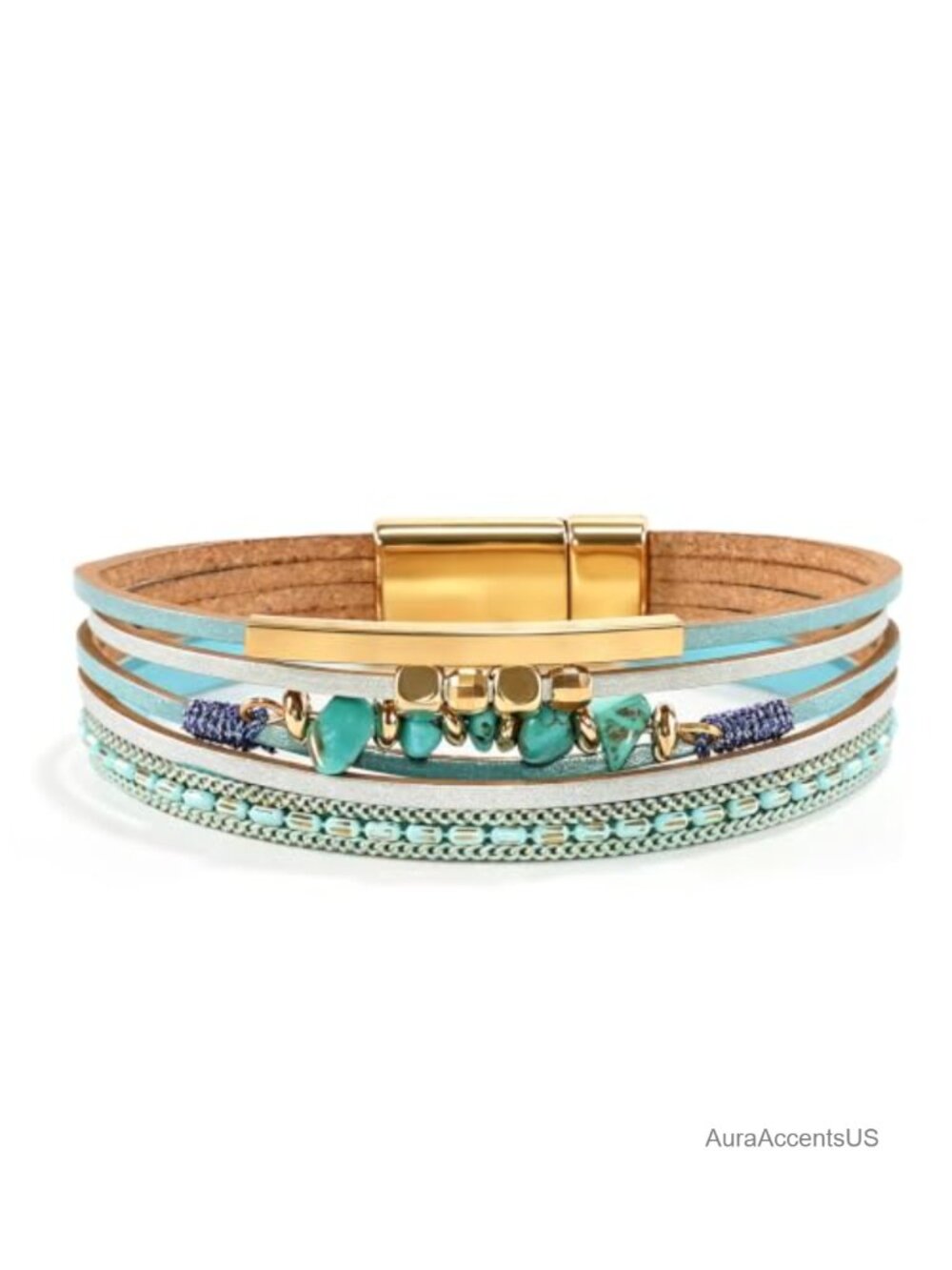 Leather Boho Wrap Bracelets for Women Multi-Layer with Pearls Crystals
